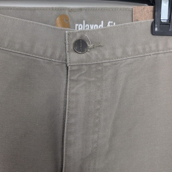 Carhartt Pants Mens Size 42”x30” Gray/Tan Relaxed Fit Washed Duck Work Dungaree - Picture 2 of 7